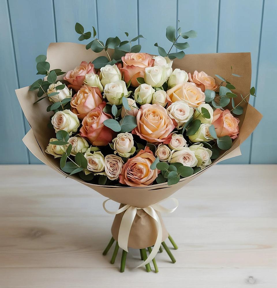 Букет цветов из: Альстромерии и Розы в Новый Городок