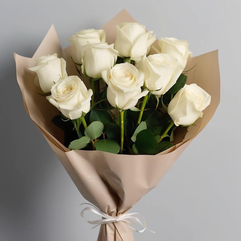 Букет 9 Белых роз Эдлесс Лав в Новый Городок