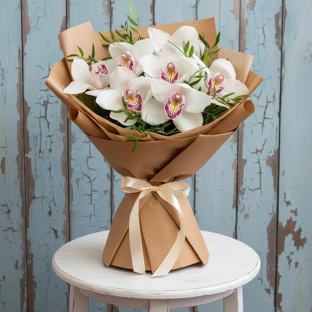 Букет цветов из: Орхидеи и Розы в Новый Городок
