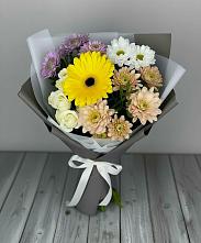 Букет цветов из:  Розы, Герберы и Хризантемы #REPLACE_PRED# Новый Городок