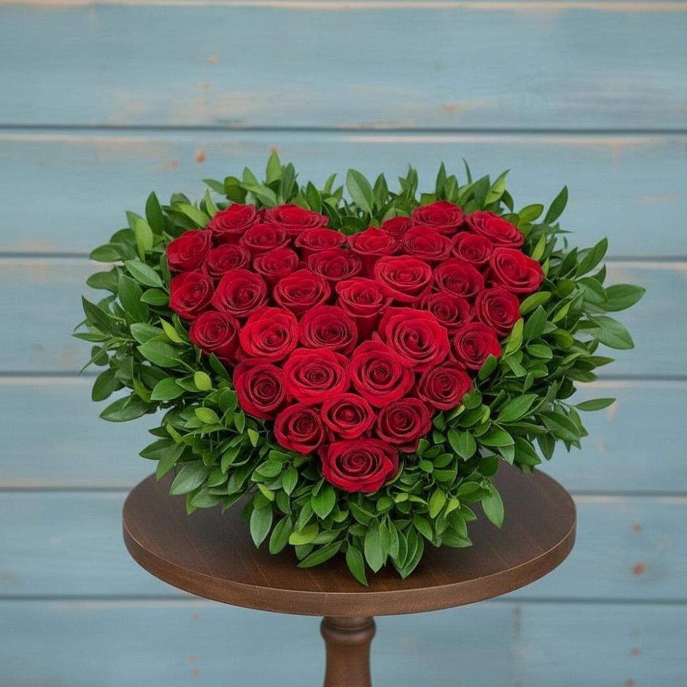 Цветочная композиция из Розы в виде сердца в Новый Городок