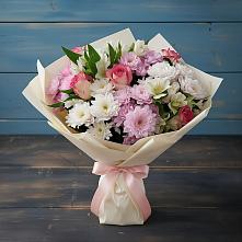 Букет цветов из:  Хризантемы, Альстромерии и Розы в Новый Городок