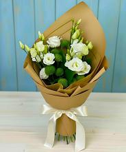 Букет цветов из:  Хризантемы и Лизиантусы #REPLACE_PRED# Новый Городок