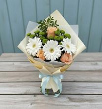 Букет цветов из:  Герберы, Розы и Хризантемы #REPLACE_PRED# Новый Городок