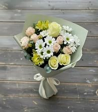 Букет цветов из:  Альстромерии, Розы и Хризантемы в Новый Городок