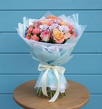 Букет цветов из:  Хризантемы и Розы в Новый Городок