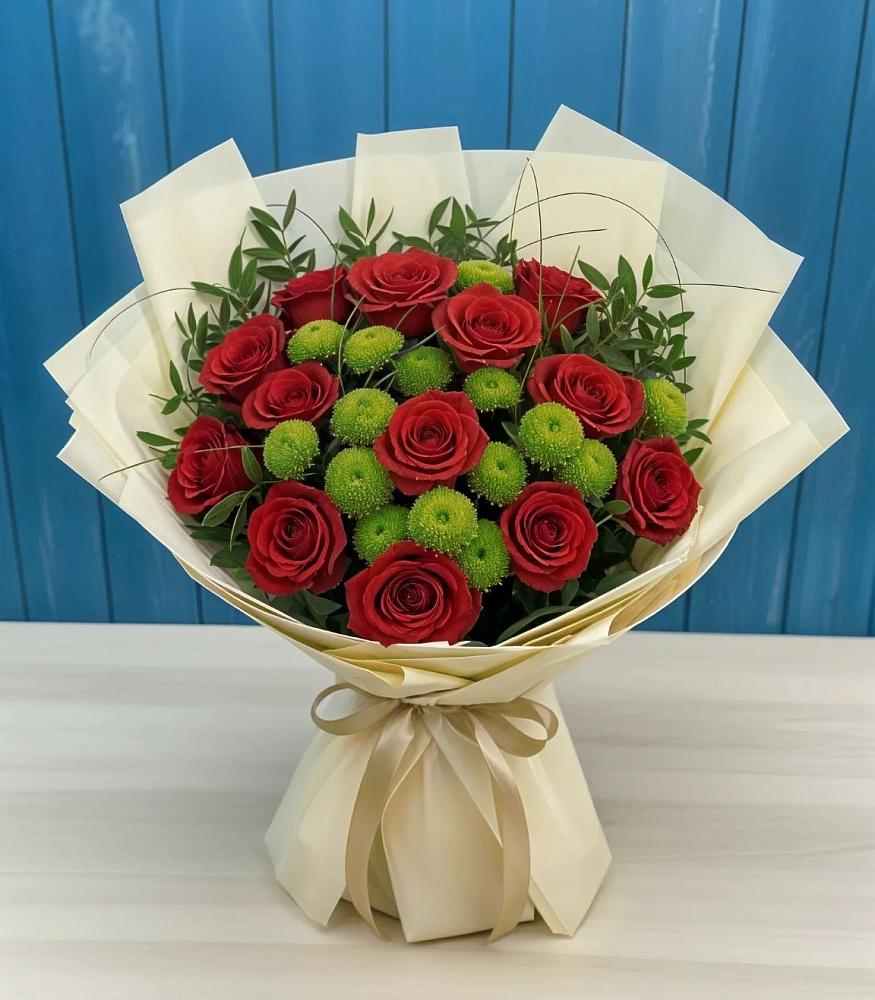 Букет цветов из: Розы и Хризантемы в Новый Городок