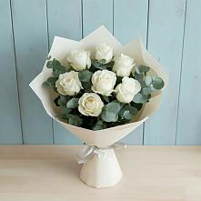 Букет Белые розы в Эвкалипте в Новый Городок