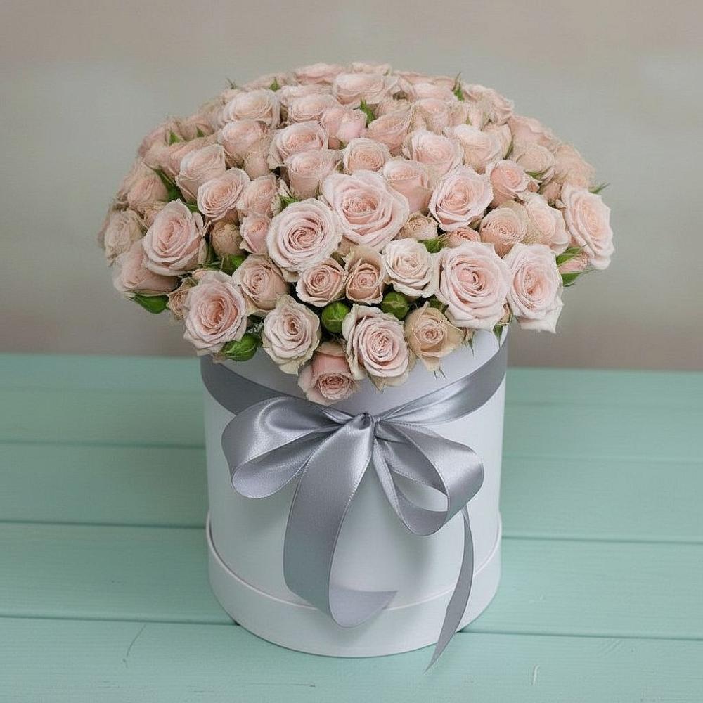 Цветочная композиция из Розы в шляпной коробке в Новый Городок